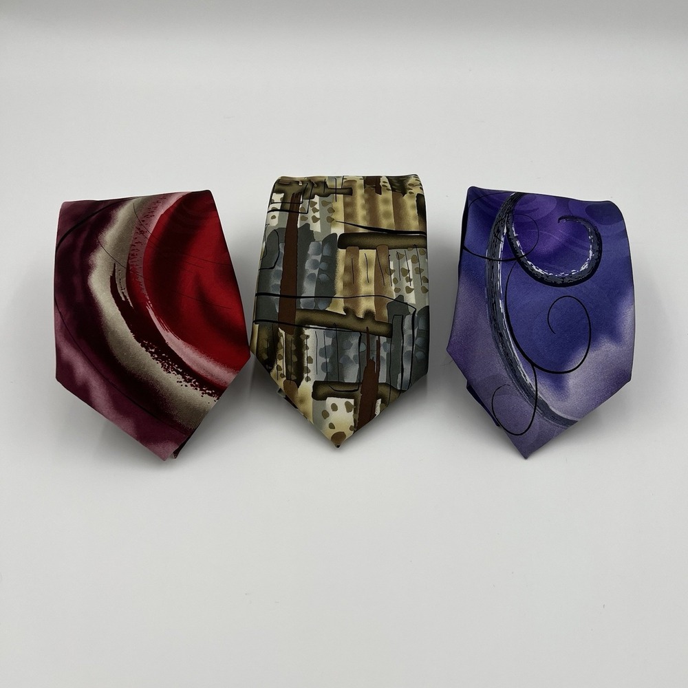 J Garcia Silk/polyester Abstract‎ Pattern Neckties Set of 3